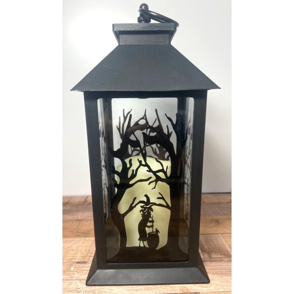 Halloween LED Lantern With Witch & Cauldron Design - Picture 1 of 6